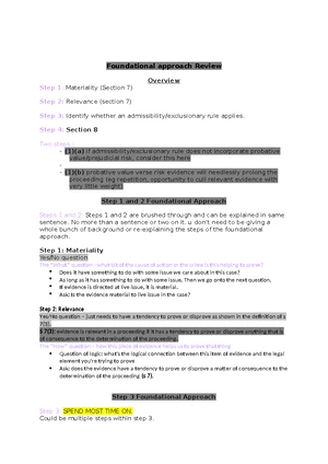 Foundational Approach: Test Document for Evidence Analysis - Studocu