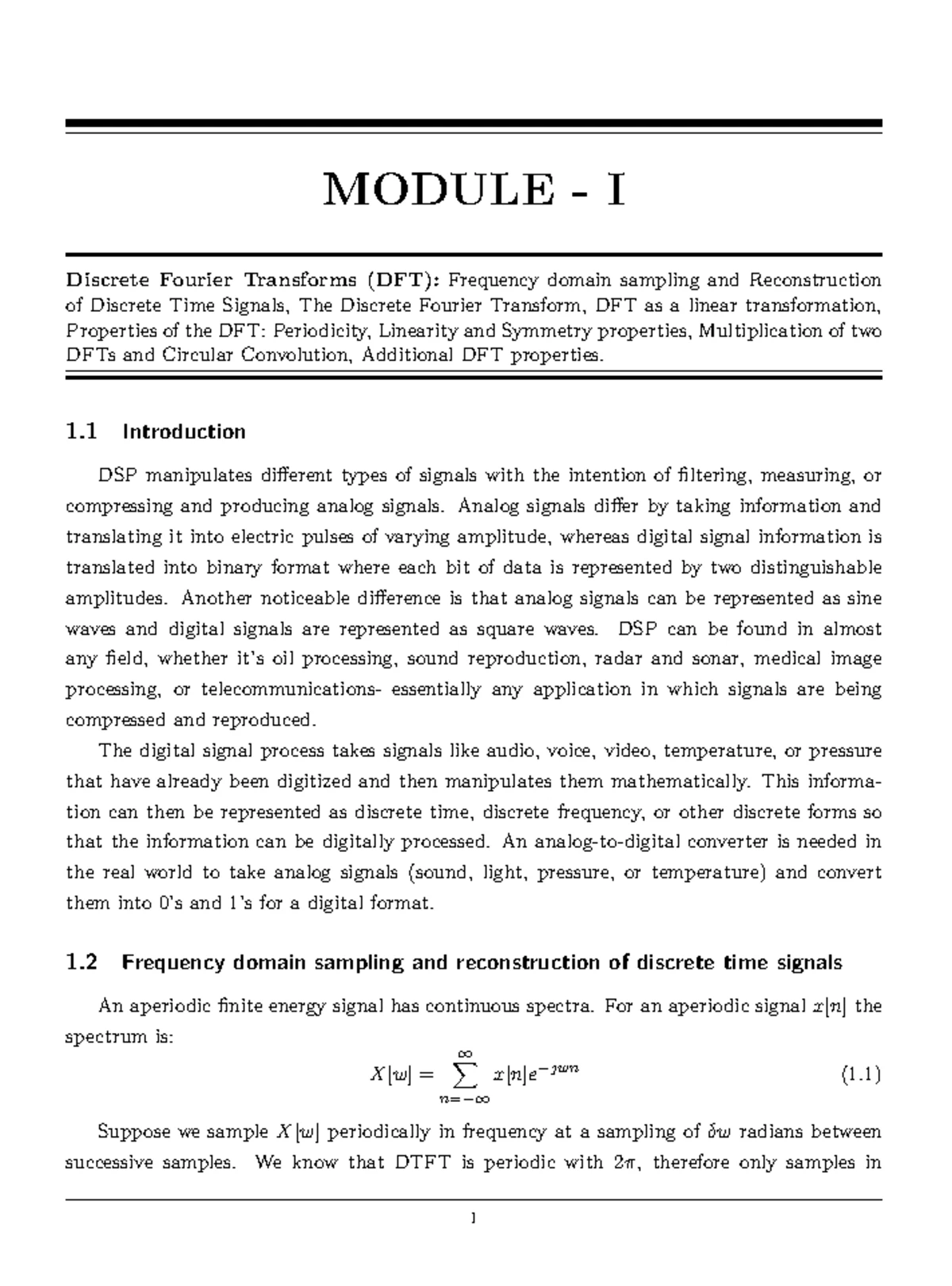 MODULE II: DFT-Based Linear Filtering Methods in DSP - Studocu