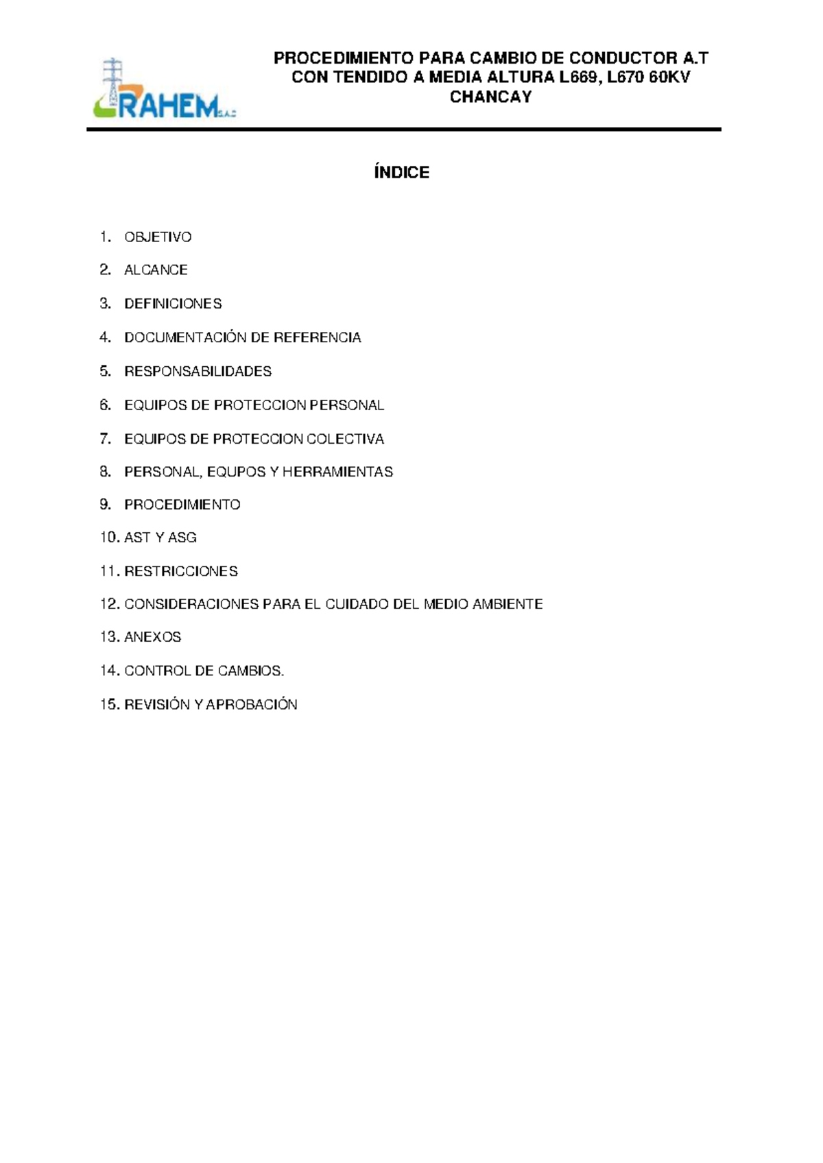 ENEL-OP-PR-CCAT: Procedimiento para Cambio de Conductores L669/L670 ...