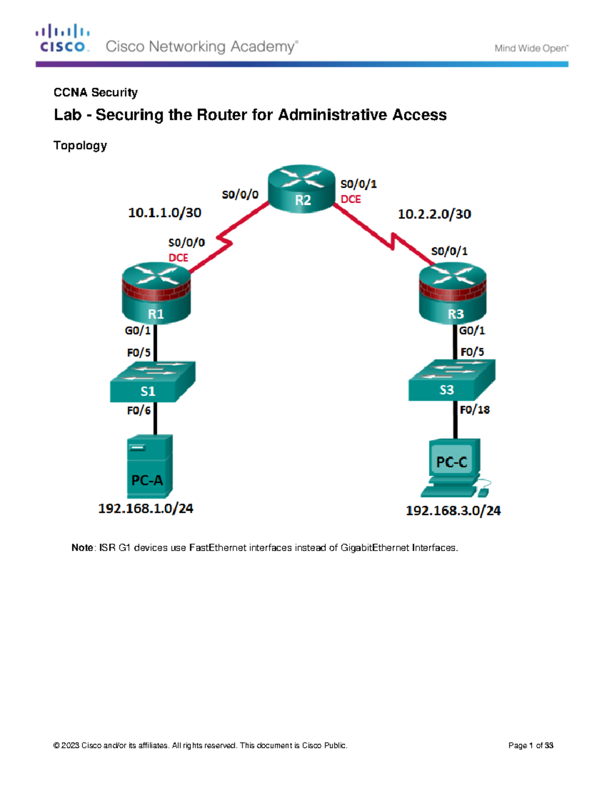 CCNA Security Lab 1: Router Securing for Admin Access - Yasser v7 - Studocu