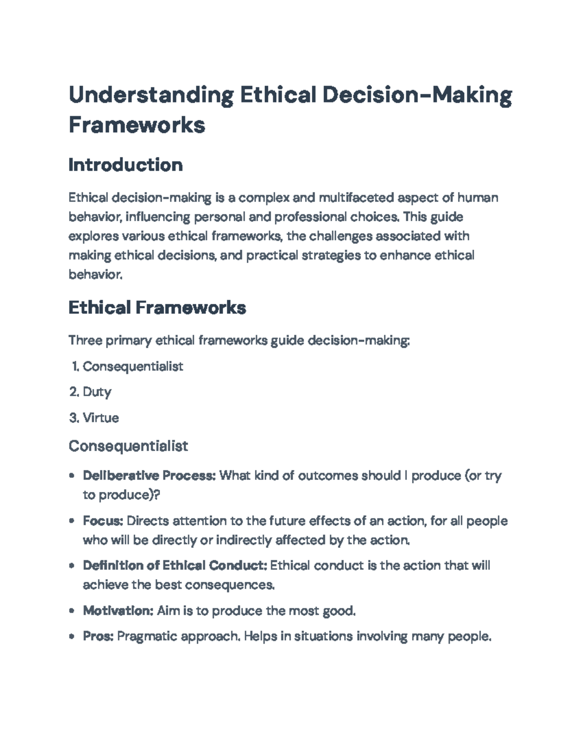 Ethical Decision-Making Frameworks: Strategies for Effective Choices ...