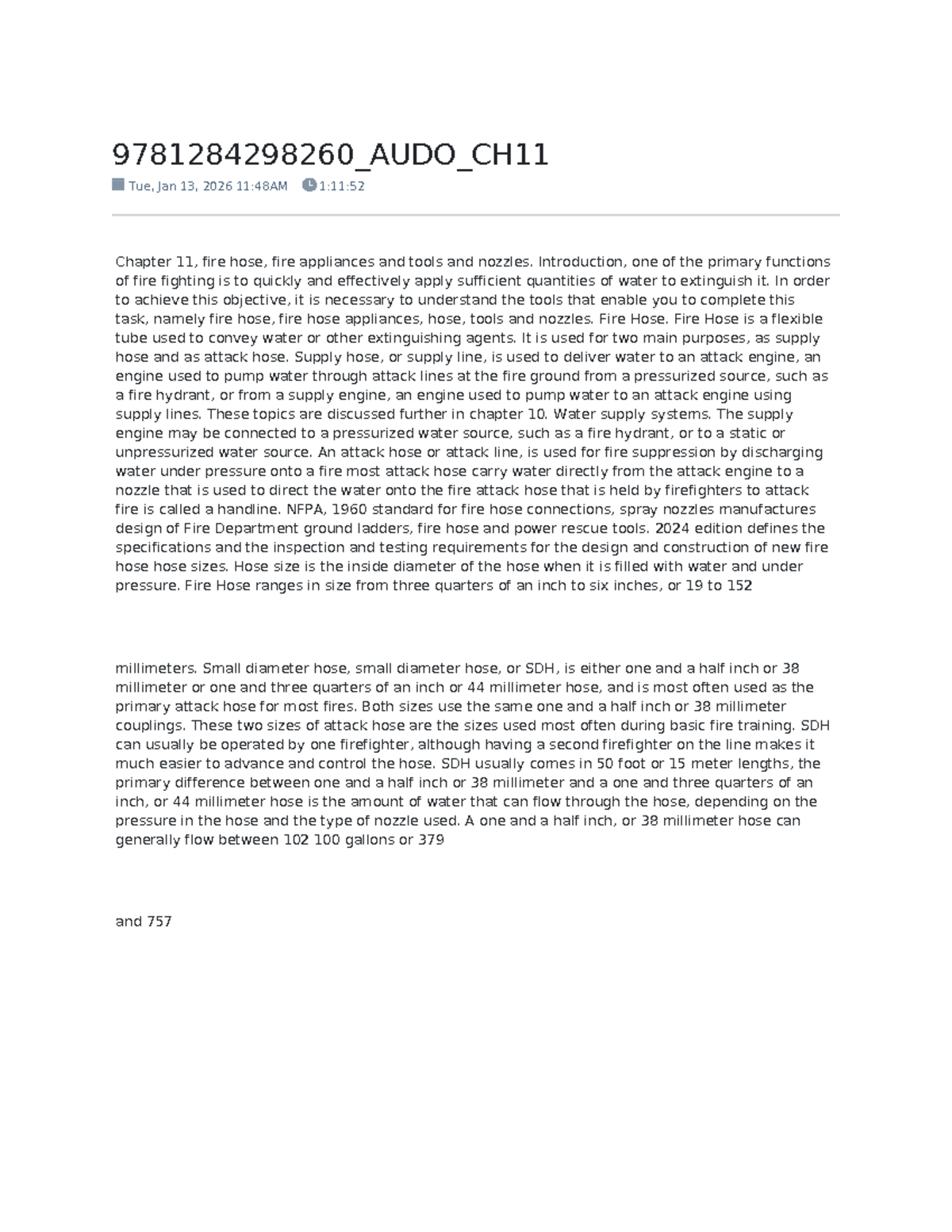 AUDO 9781284298260 Chapter 11: Fire Hose, Appliances, and Nozzles - Studocu