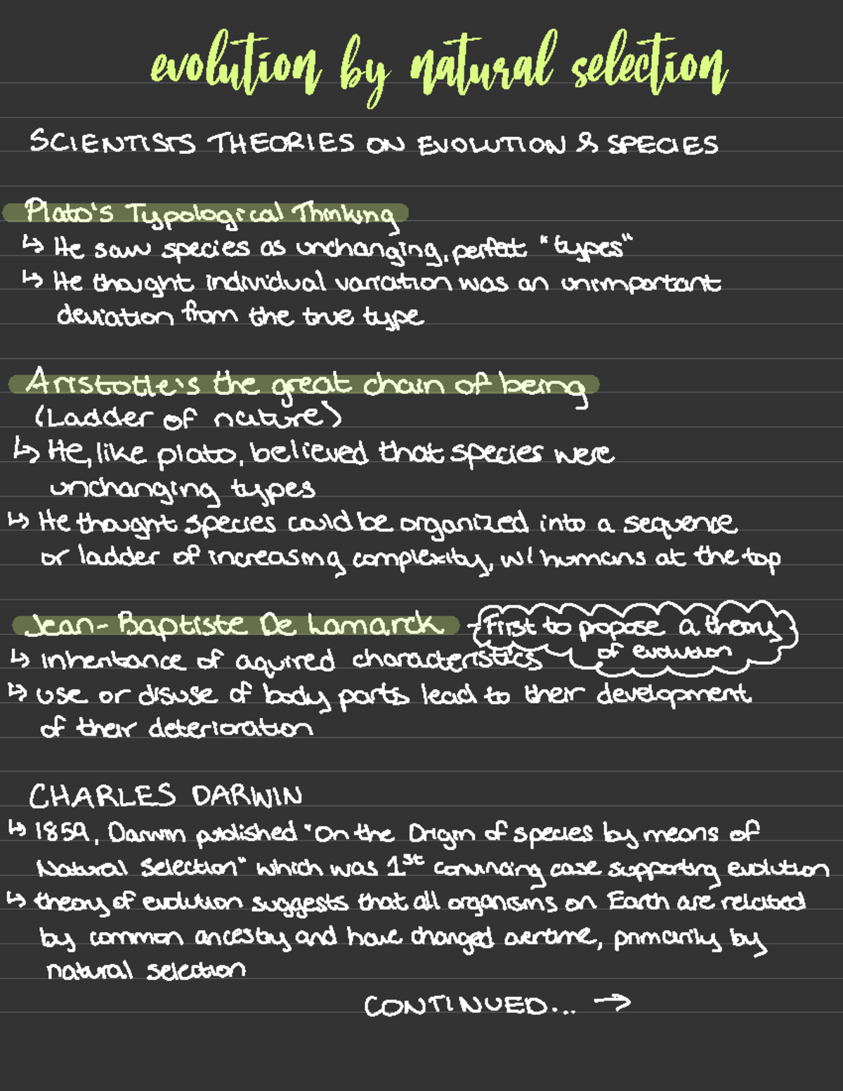 Evolution and Natural Selection Theories - Studocu