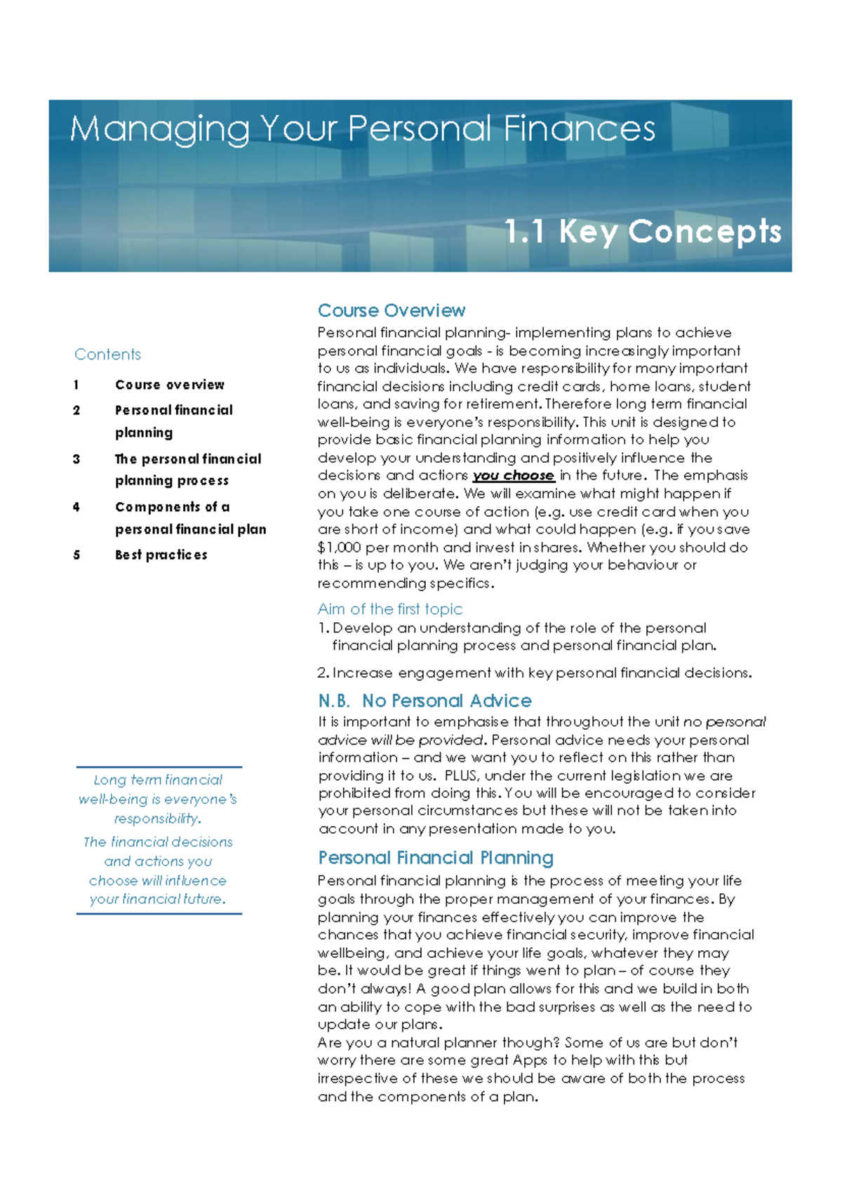 FINA1109 Key Concepts Overview and Study Guide - Studocu