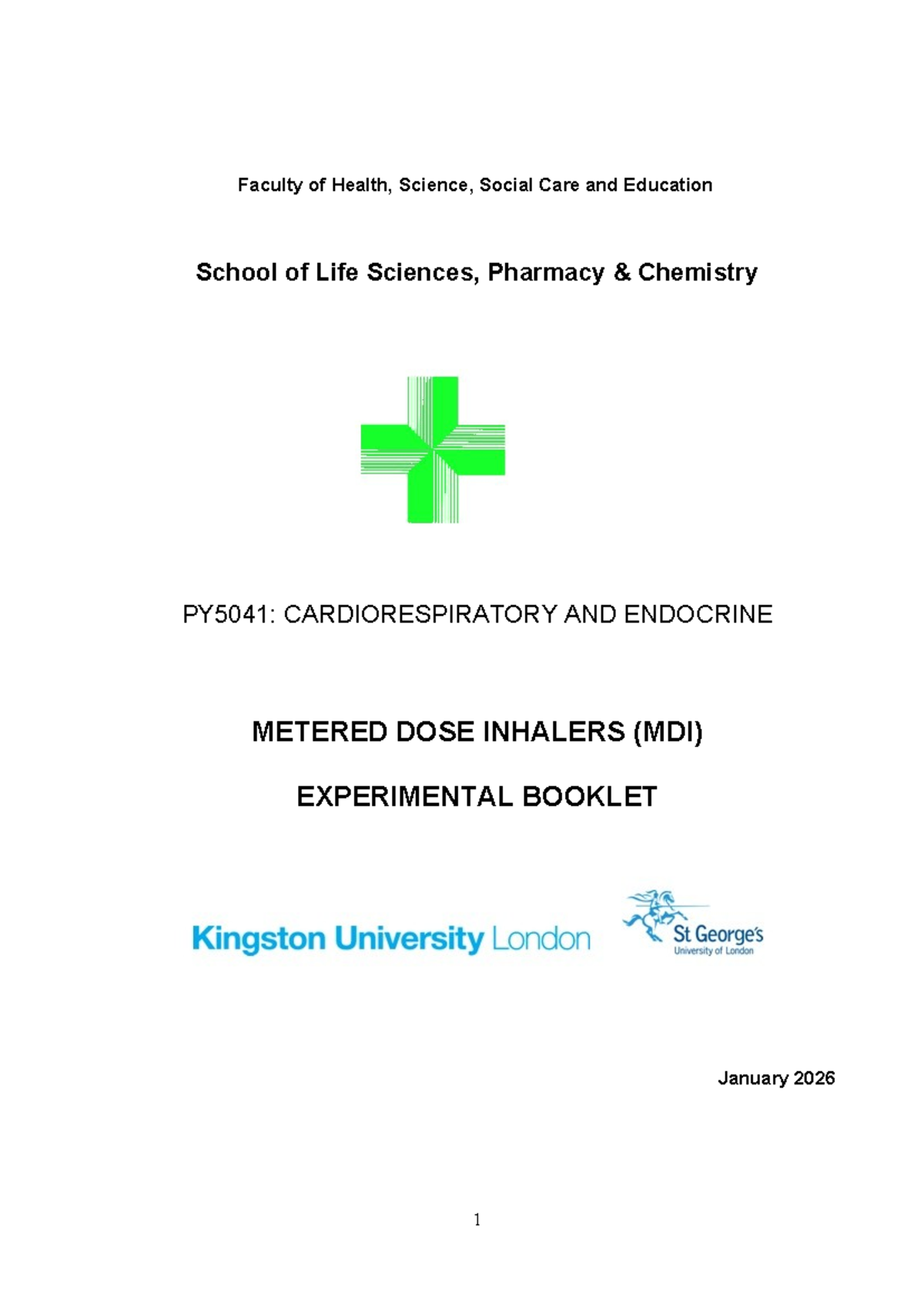 PY5041: MDI Experimental Booklet & Risk Assessment 2025-26 - Studocu