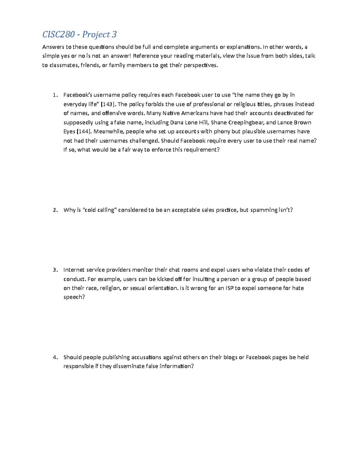 CISC280 - Project 3: Law & Ethics in Computer Security Assignments ...
