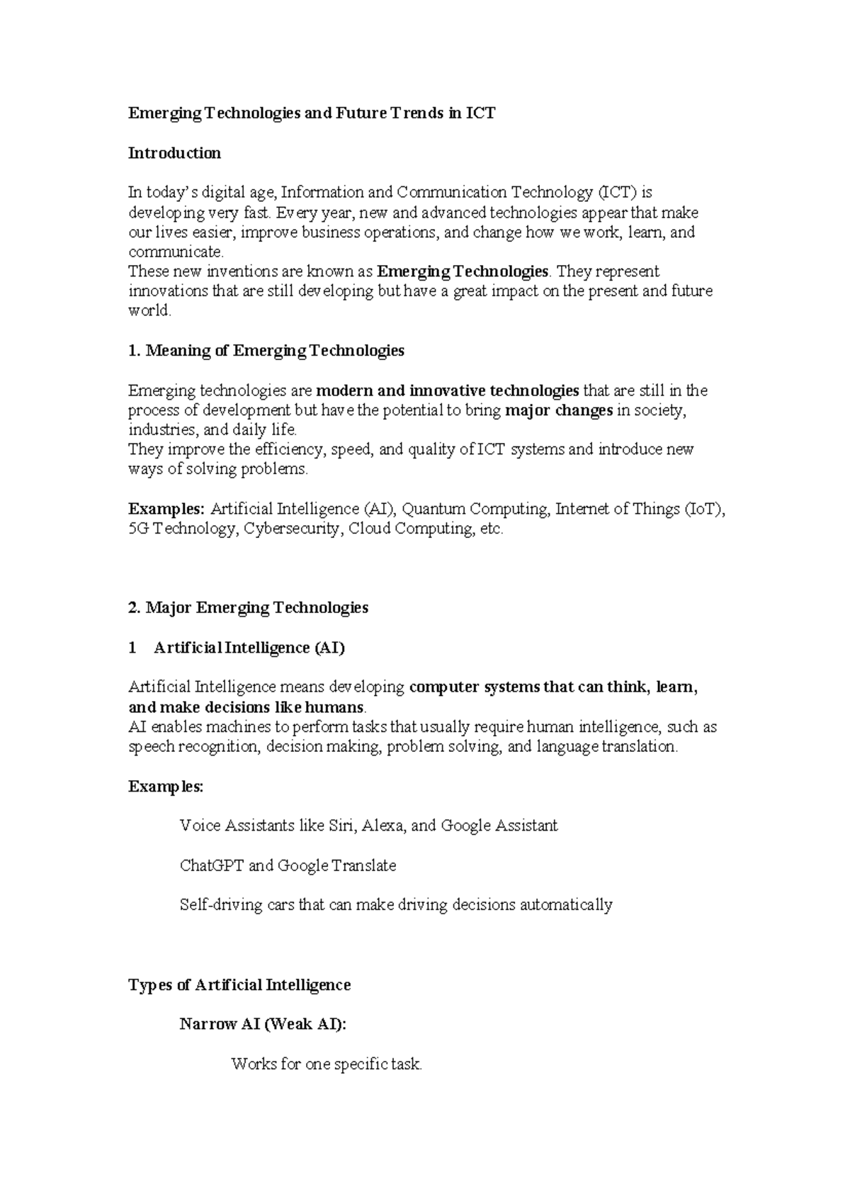 Emerging Technologies & Future Trends in ICT Notes - Studocu