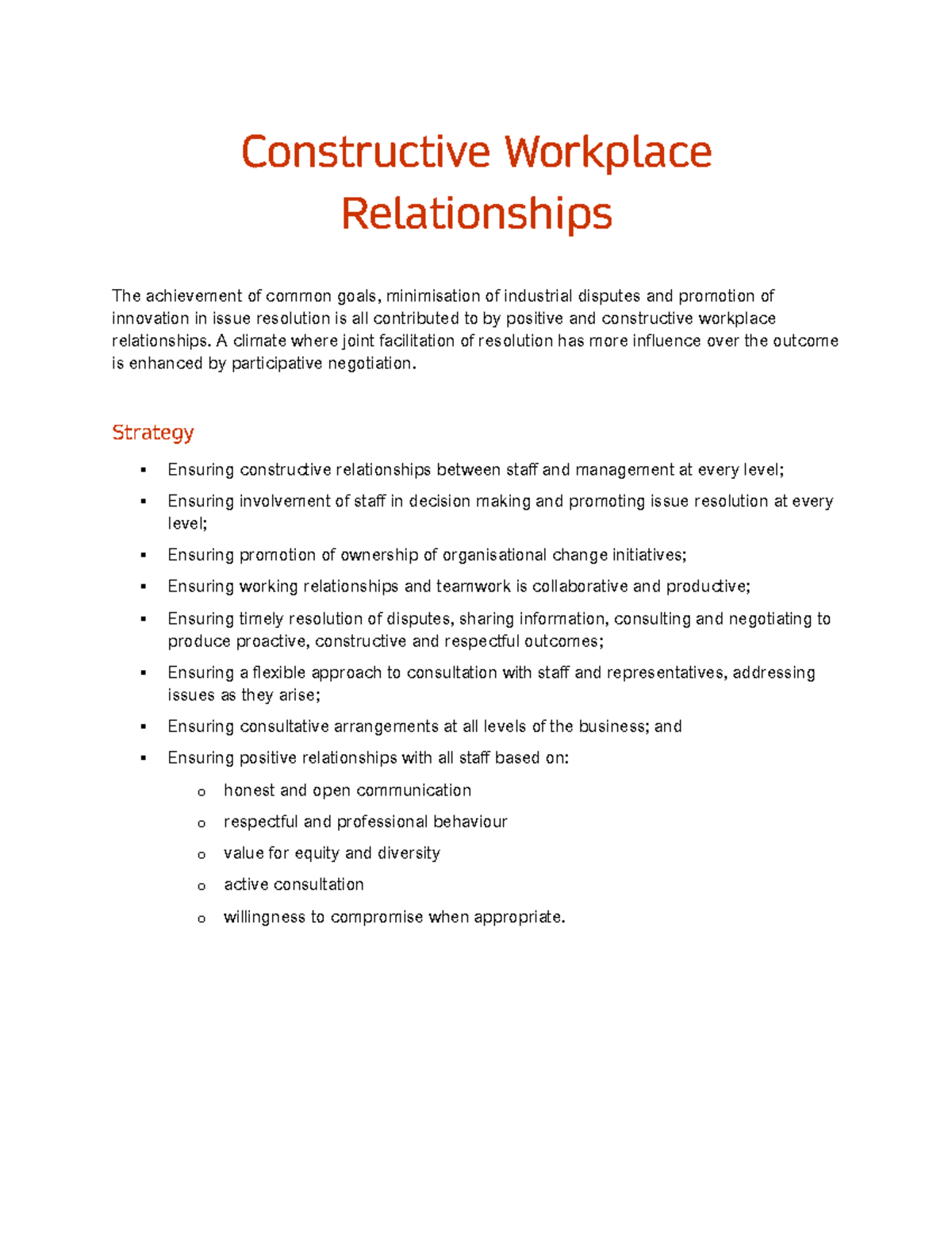 Constructive Workplace Relationships: Strategies for Success - Studocu