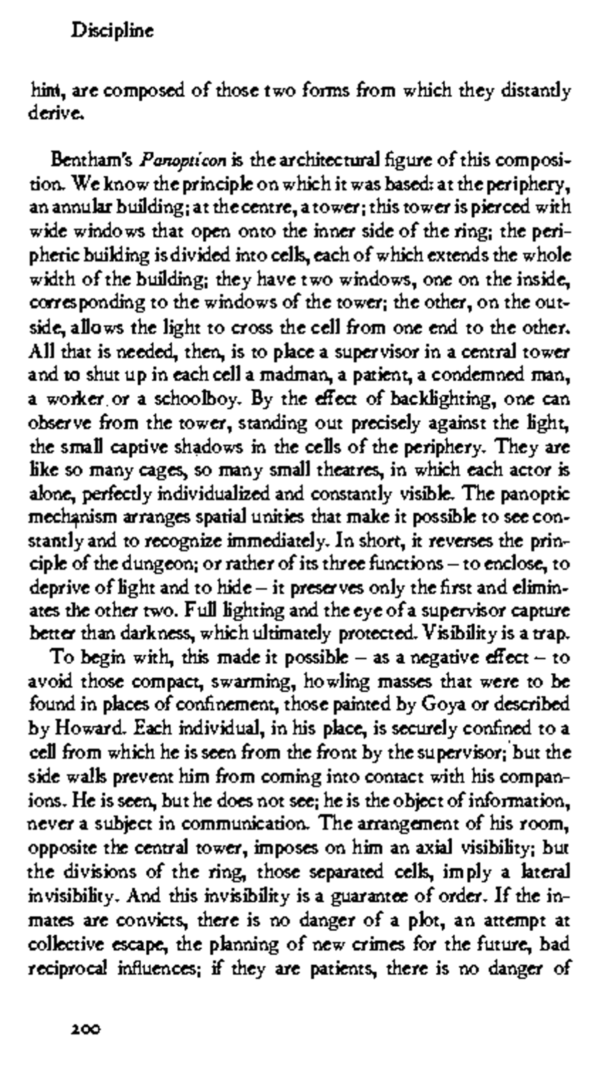 Foucault 3 - Lecture Readings on Panopticism and Discipline - Studocu
