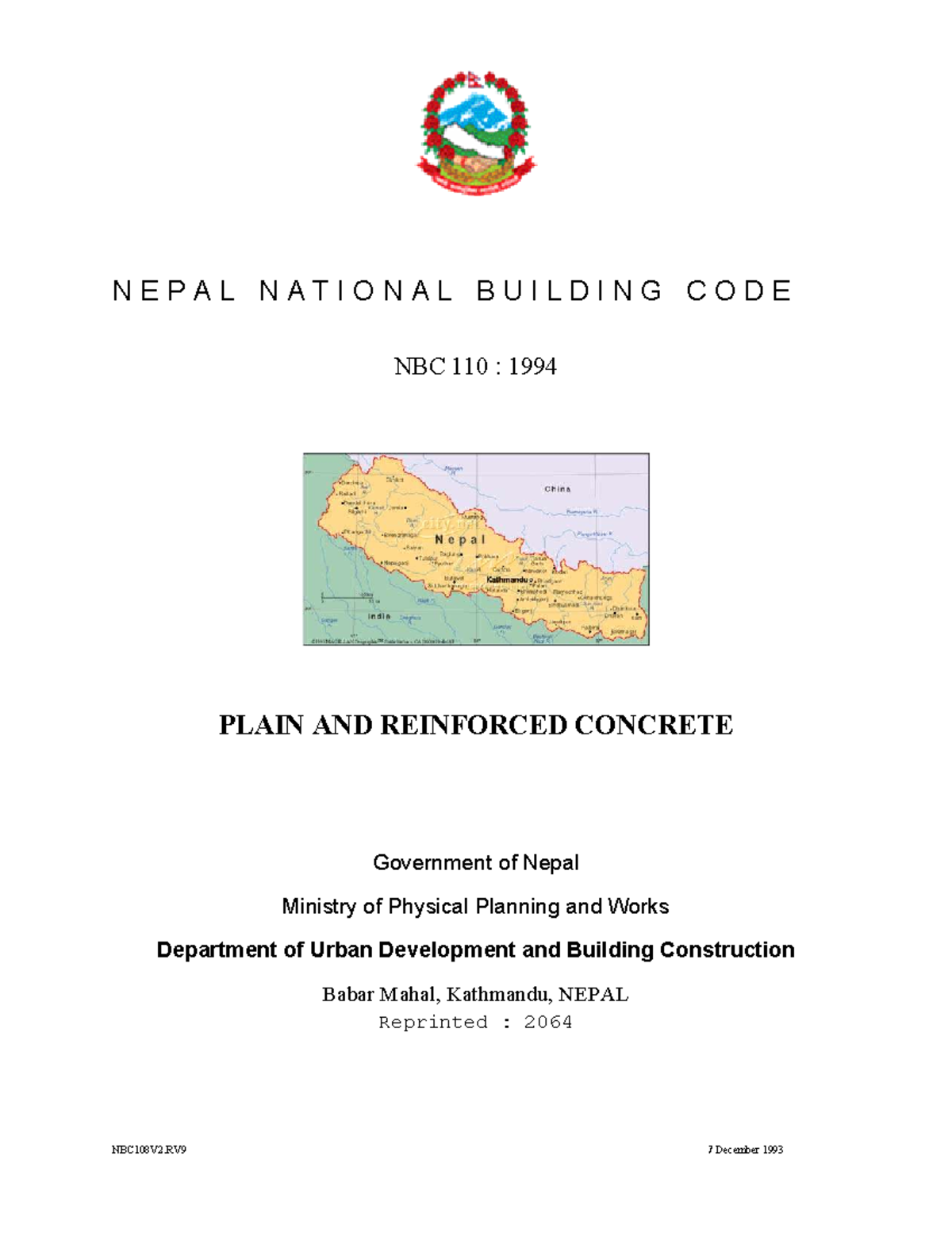 NBC 110: 1994 Plain and Reinforced Concrete Code Overview - Studocu