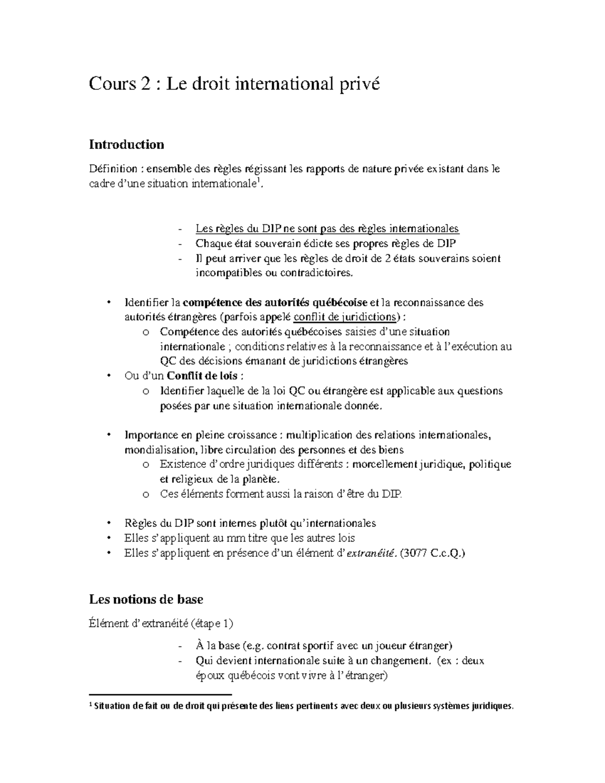 DRT 109 - Droit international privé - Cours 2 : Le droit international ...