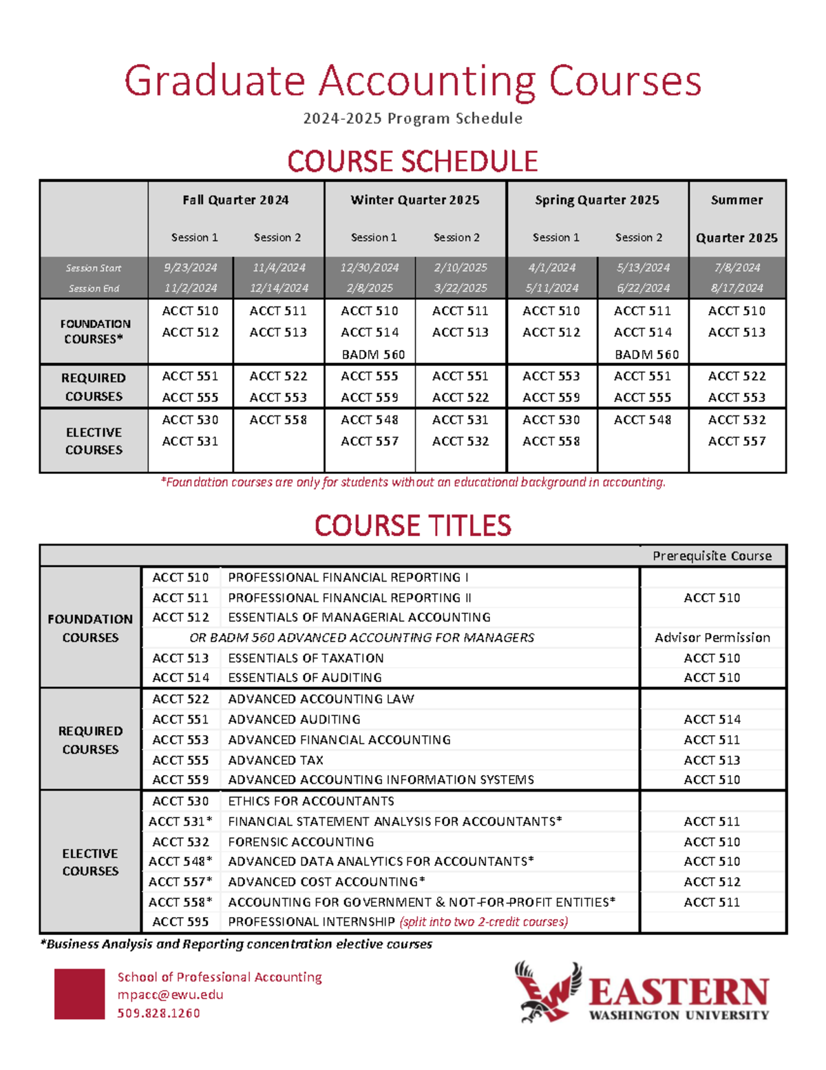 2024-2025 MPAcc Course Schedule 26 Mar 24 Mod 2 - Graduate Accounting ...