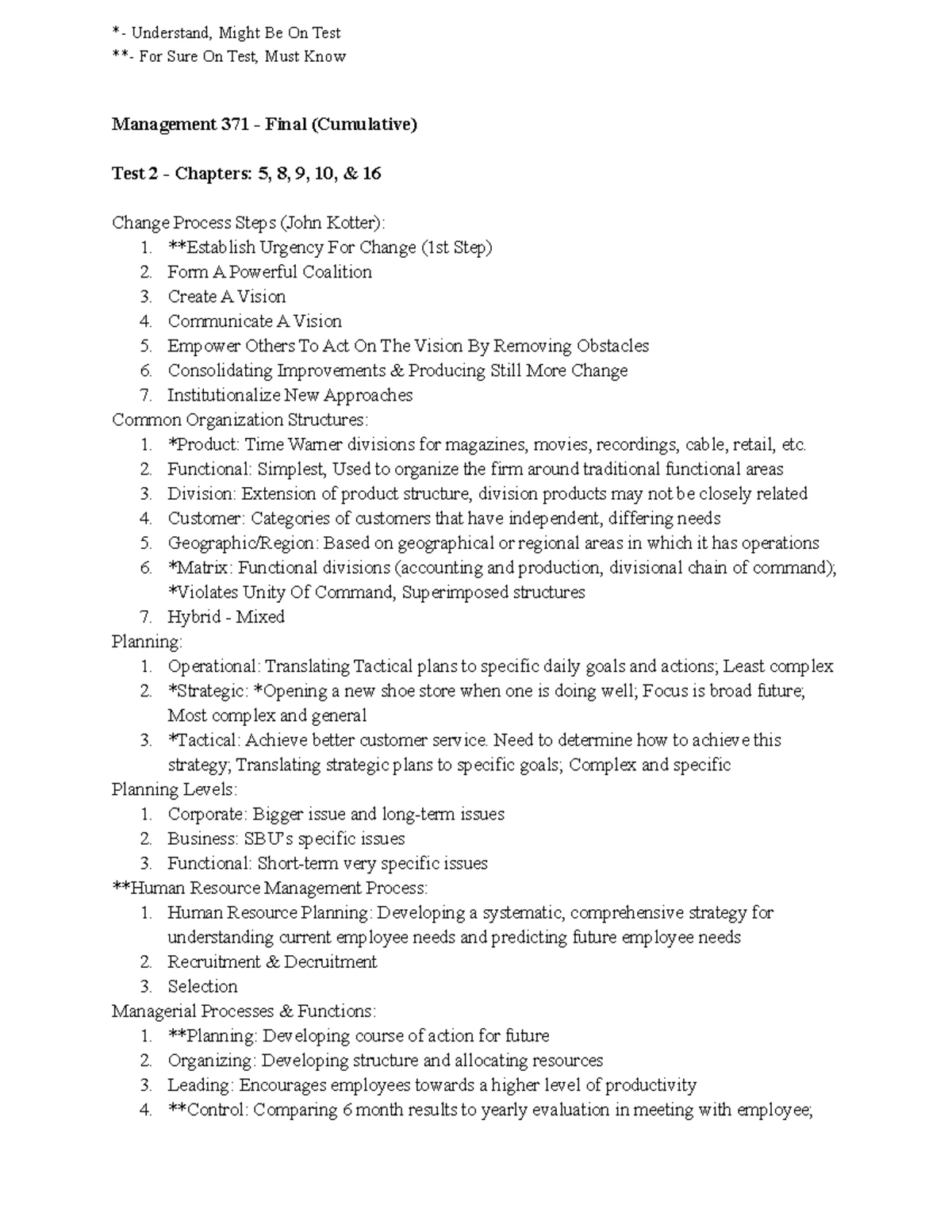 Managerial Roles & Responsibilities Overview (MGMT 101 Lecture Notes ...