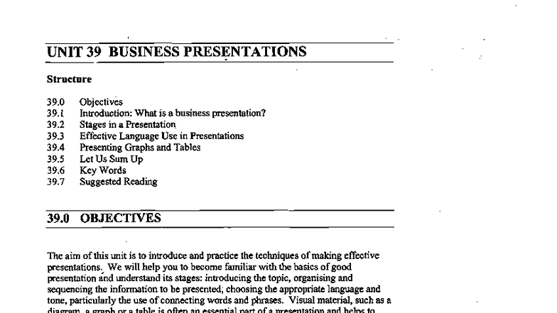 BUS 101: Effective Business Presentations - Unit 39 Overview - Studocu
