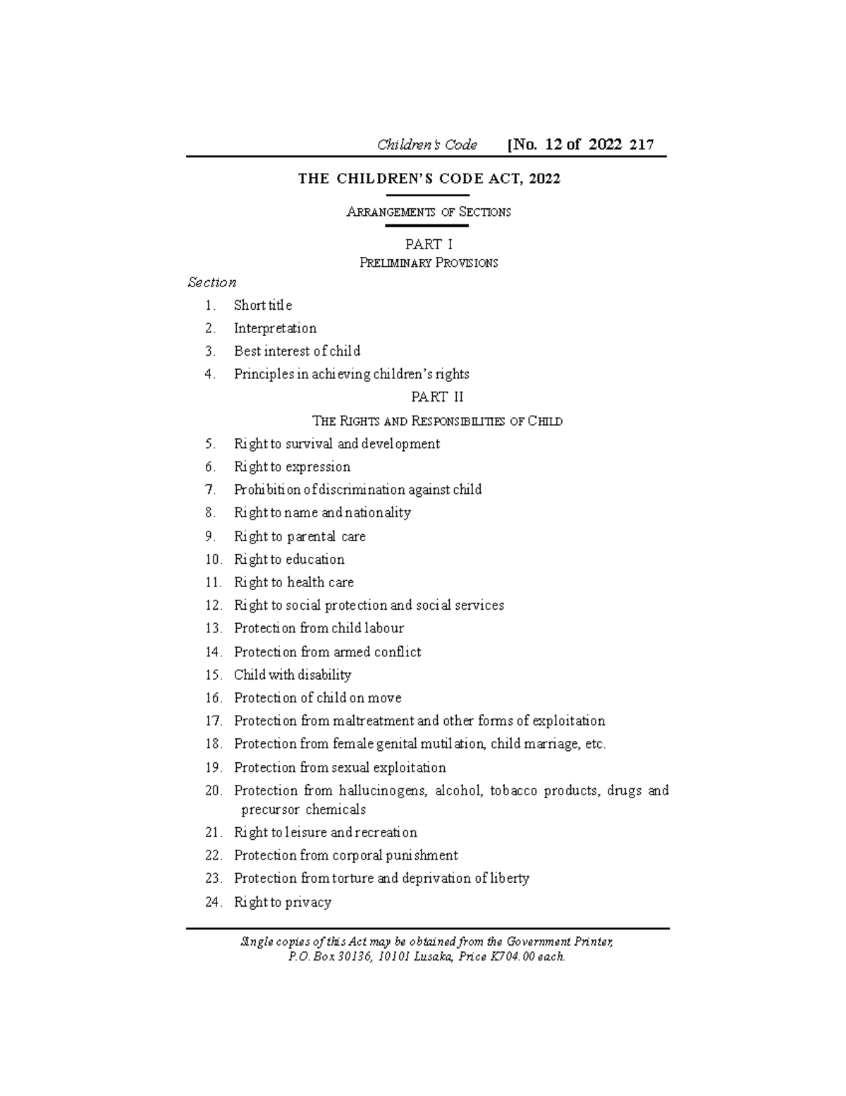 Children’s Code Act No. 12 of 2022: Final Overview and Provisions - Studocu