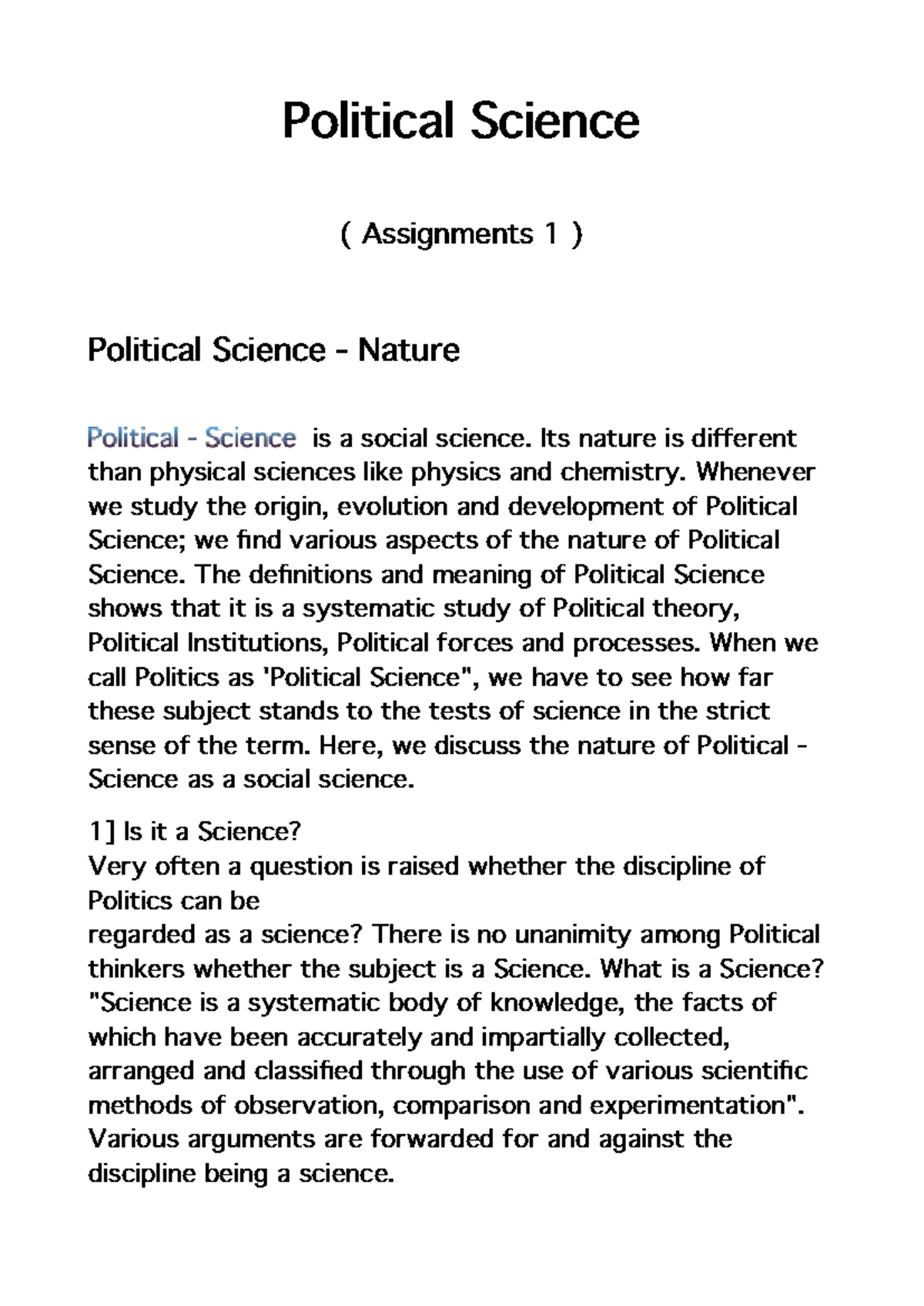 Political Science I: Unit 3 - Understanding Power and Liberty Concepts ...