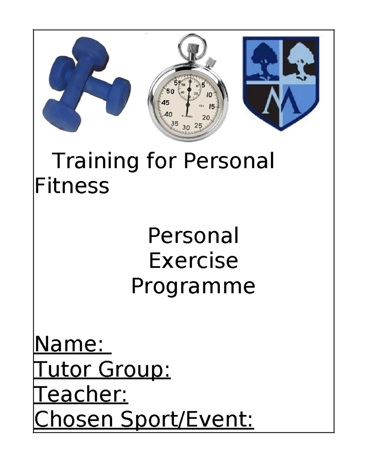 PEP Part 1: Personal Exercise Programme Training Guide - Studocu