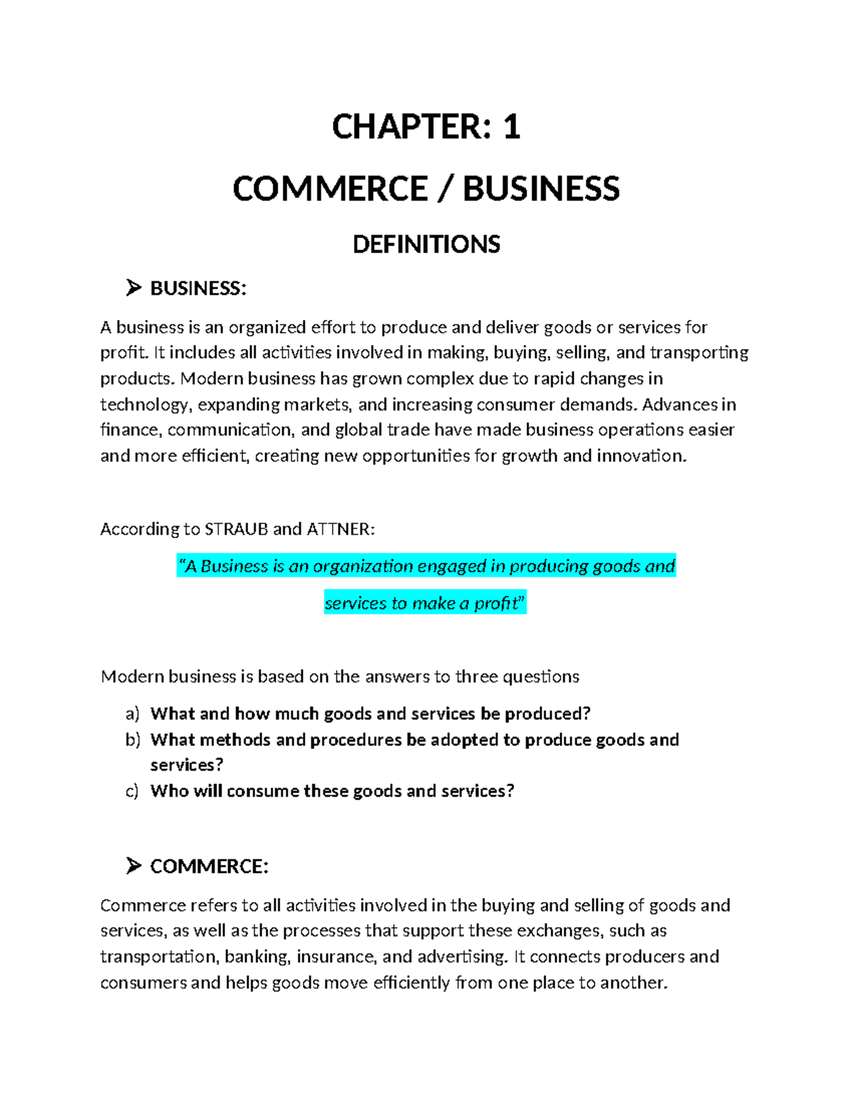 Chapter 1: Principles of Commerce (POC) Notes for Class 11 - Sindh ...