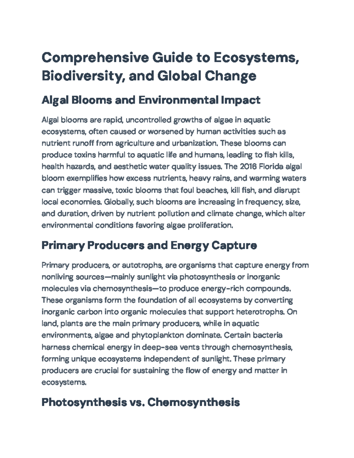 Comprehensive Ecosystem Guide: Biodiversity, Energy Flow & Global ...