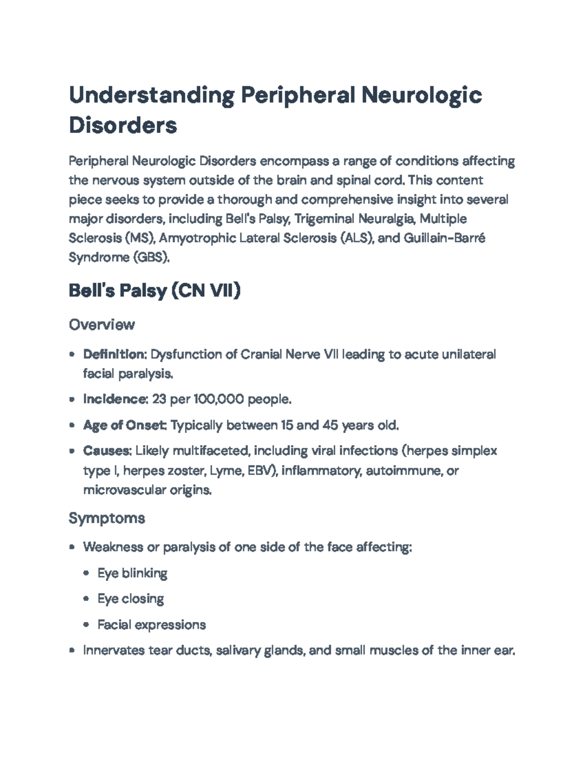 Peripheral Neurologic Disorders Overview and Management Strategies ...