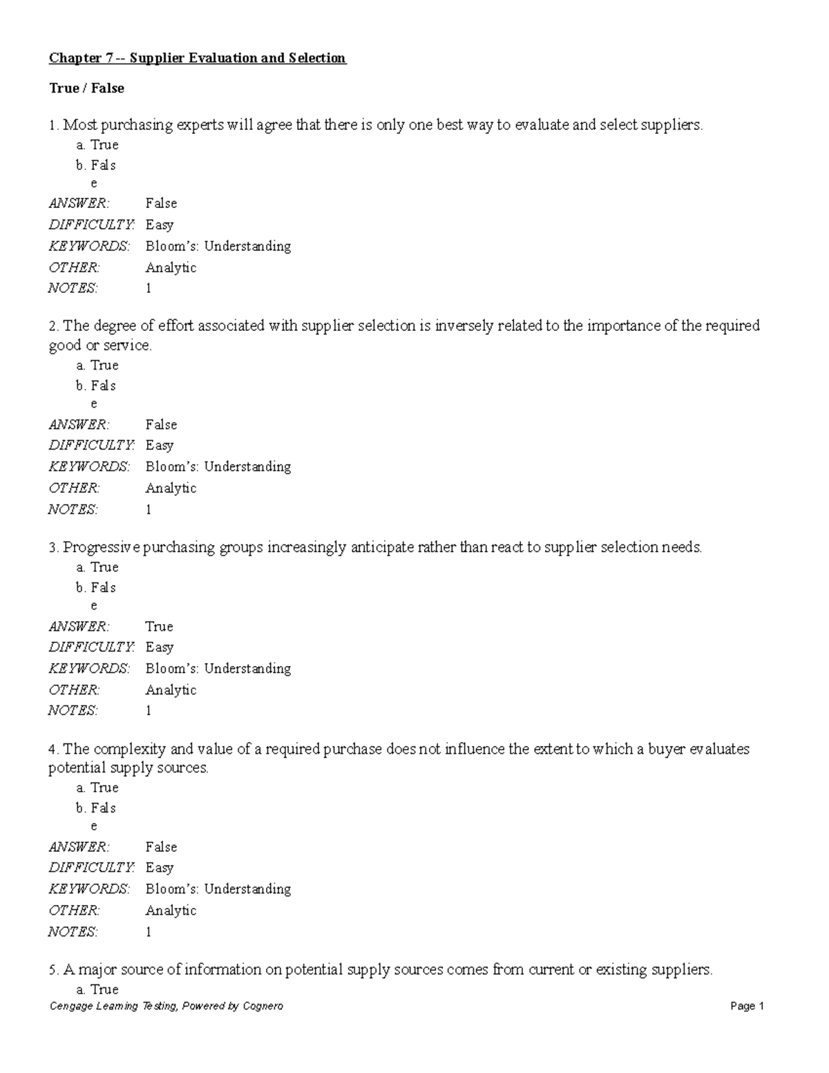 Chapter 7 Supplier Evaluation & Selection Review Notes - Studocu