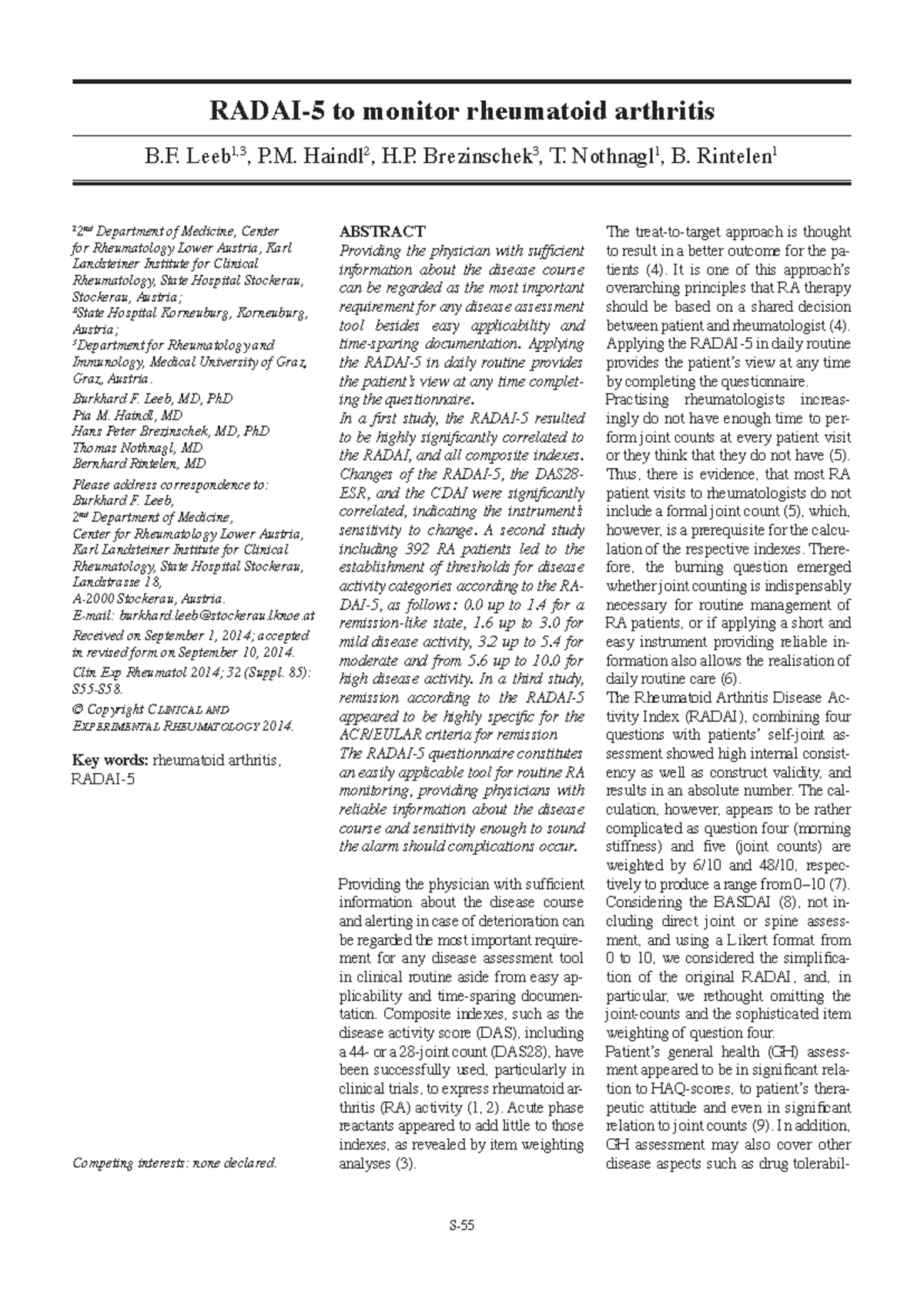 Monitoring Rheumatoid Arthritis: Insights from Recent Studies - Studocu