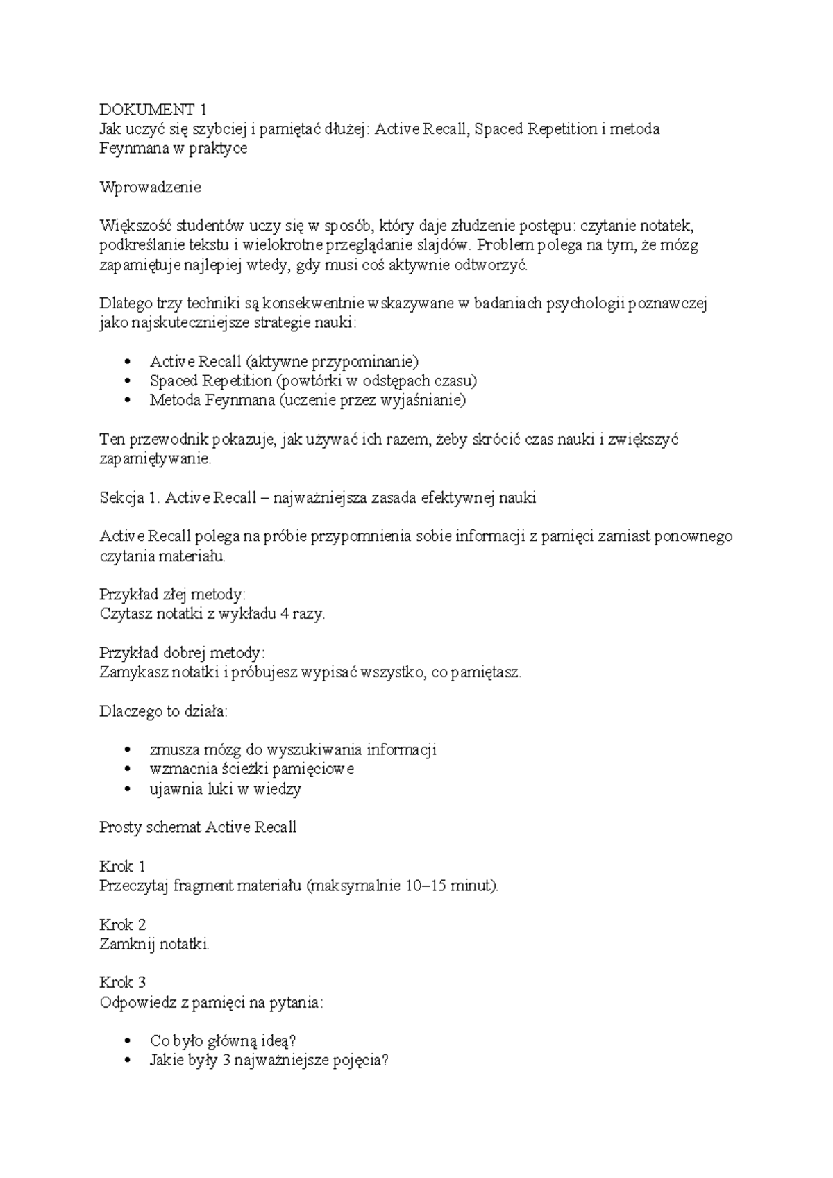 Jak uczyć się szybciej: Active Recall, Spaced Repetition i Metoda ...