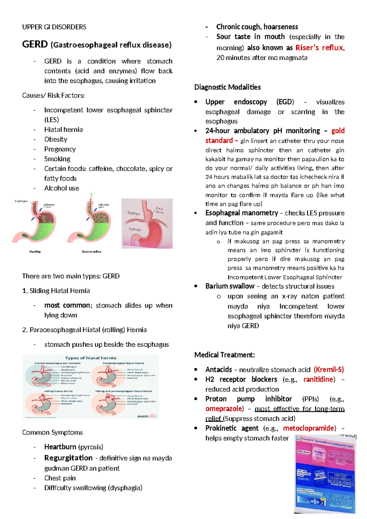 Upper GI Disorders: GERD, Gastritis, and Liver Conditions Notes - Studocu