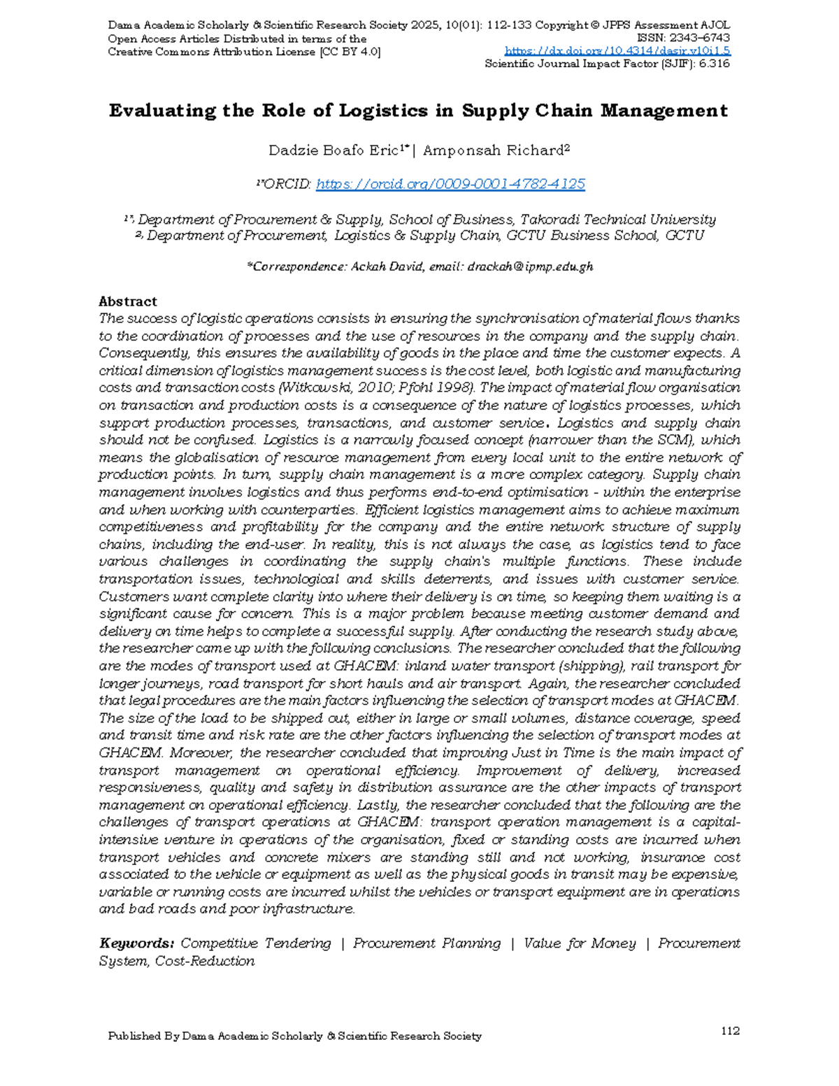 Evaluating the Role of Logistics in Supply Chain Management (BUS 2025 ...