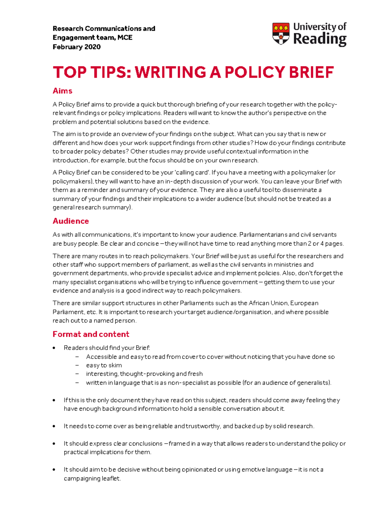 How to write PB - how to do policy brief - TOP TIPS: WRITING A POLICY ...