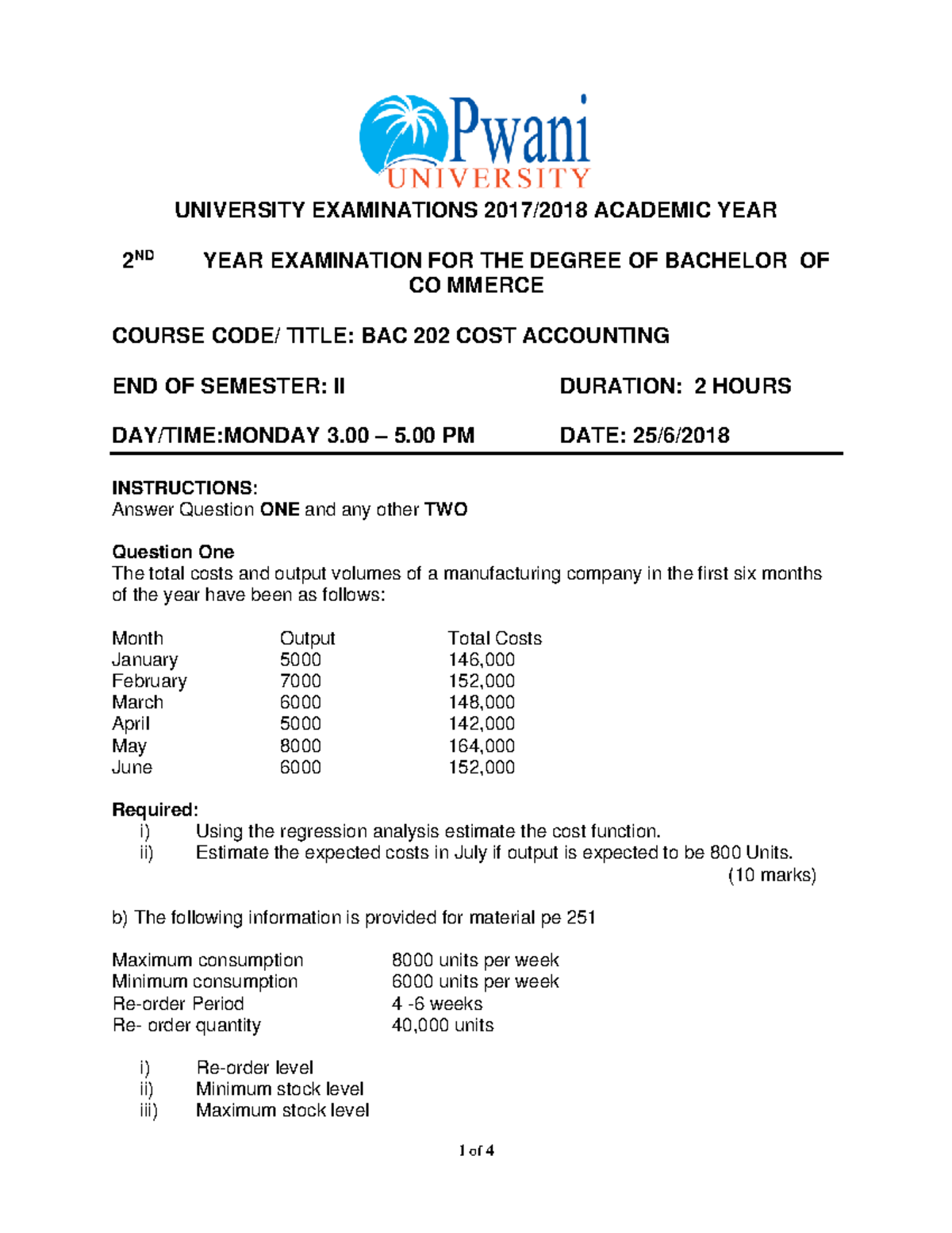 BAC 202 Cost Accounting Final Exam Review and Key Topics - Studocu