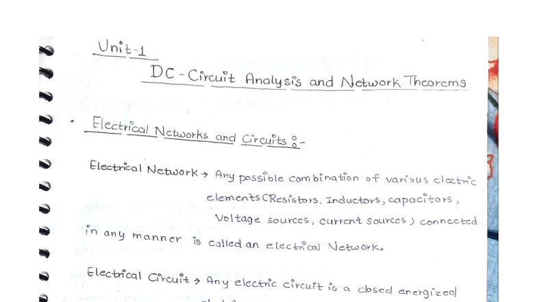 Unit 1 EE - Understanding Electrical Networks and Circuit Theory - Studocu