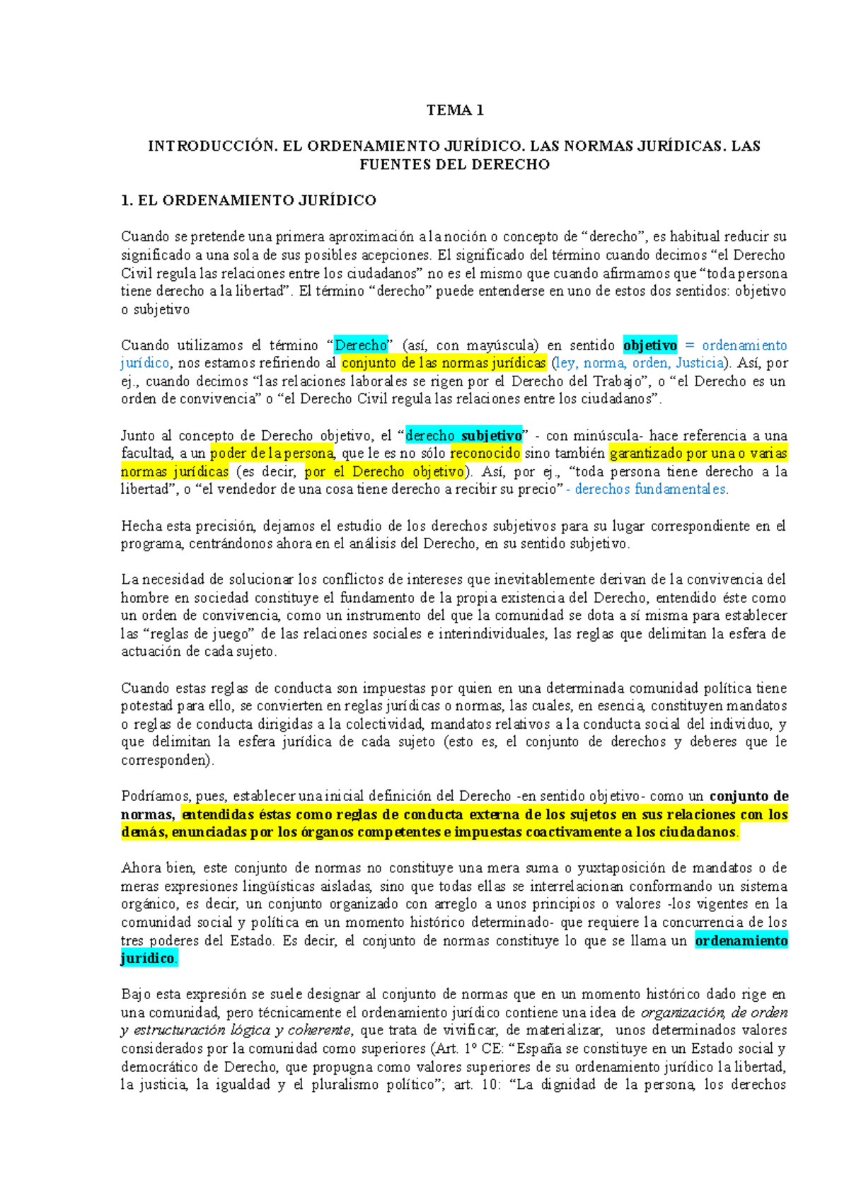 TEMA 1 IntroduccióN. EL Ordenamiento JURÍDICO. LAS Normas JURÍ Dicas ...