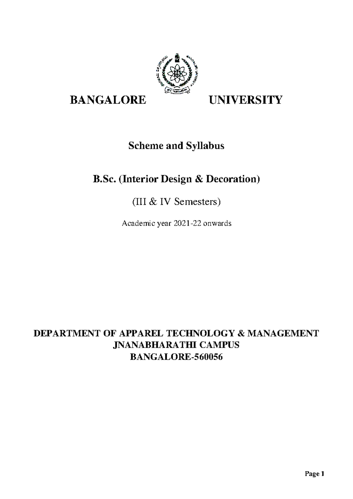 BU - B.Sc. Interior Design & Decoration 3rd & 4th Sem Syllabus NEP 2020 ...