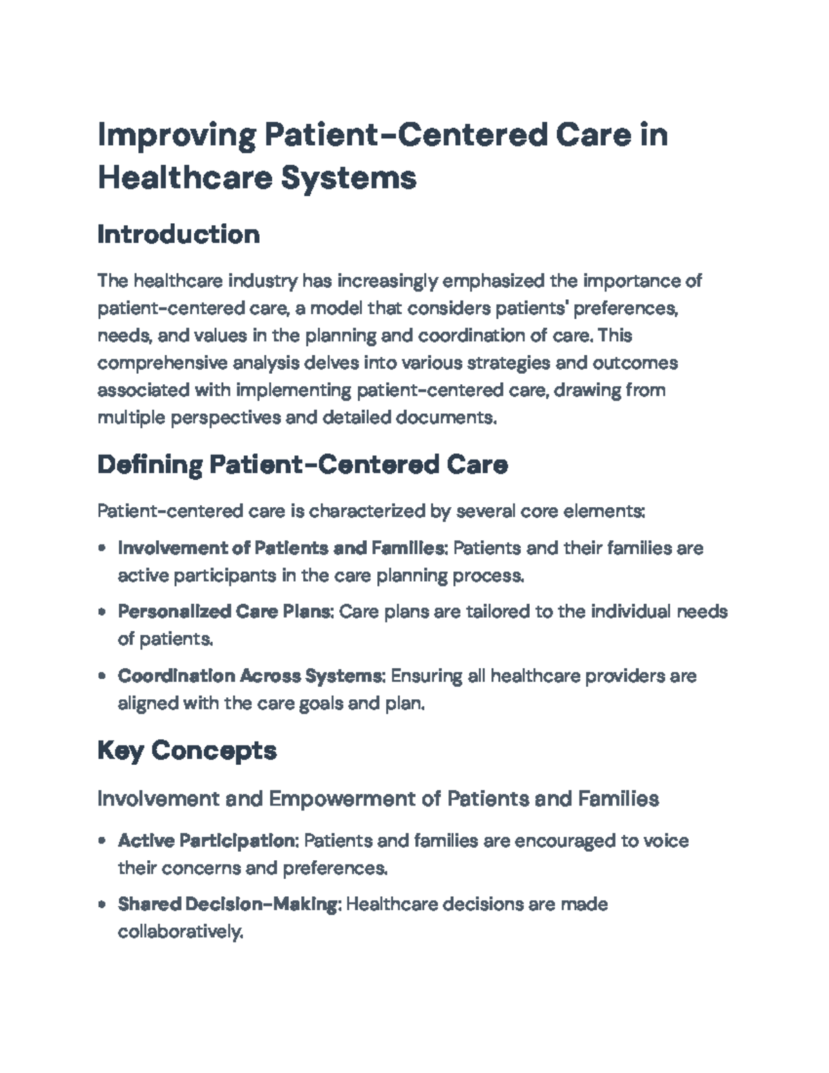Improving Patient-Centered Care in Healthcare Systems Analysis ...