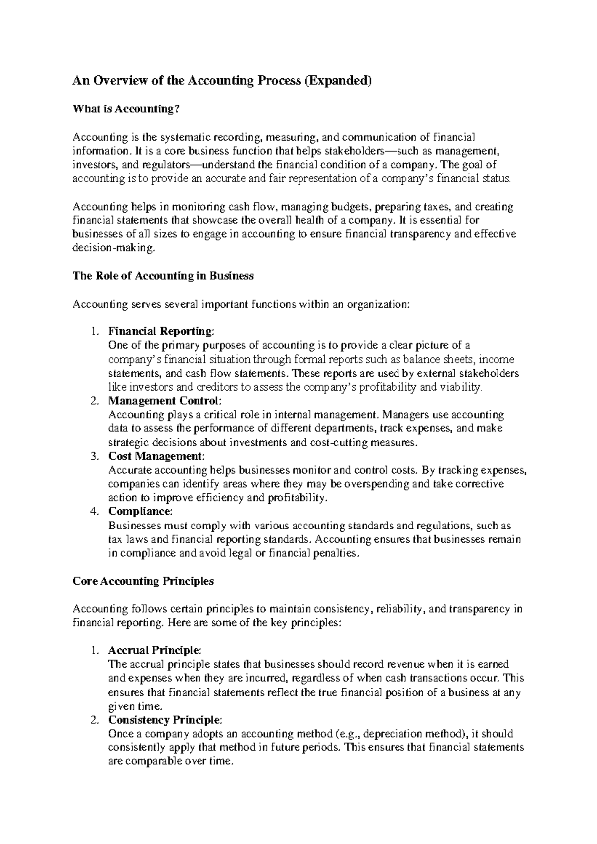 An Overview of the Accounting Process - It is a core business function ...