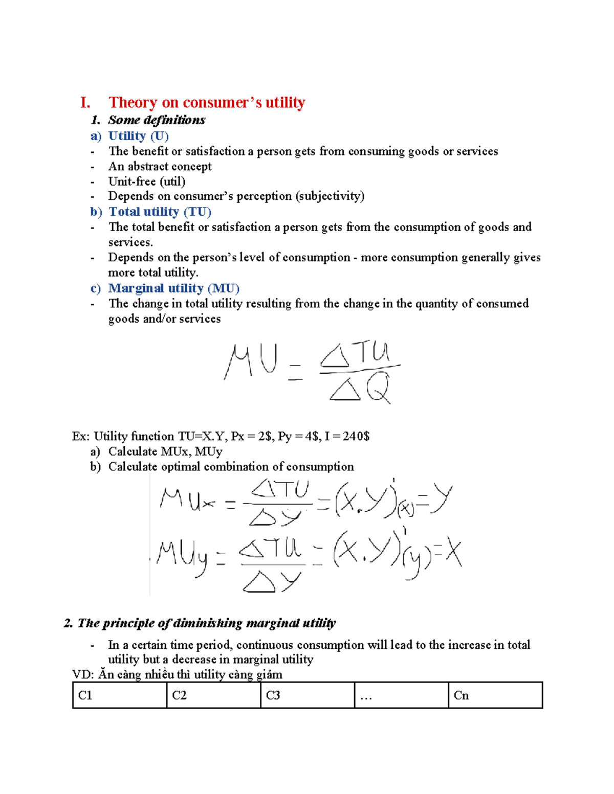 Utility Theory and Consumer Choice: Key Concepts and Definitions - Studocu