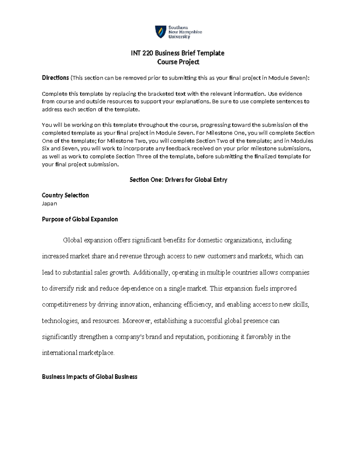 INT 220 Business Brief Template - INT 220 Business Brief Template ...