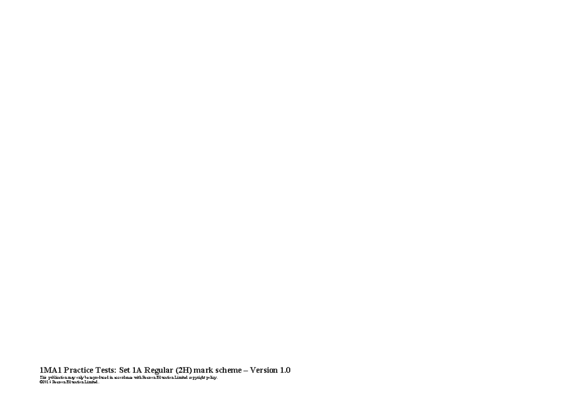 05b Practice test set 1A - Paper 2H mark scheme - 1MA1 Practice Tests ...