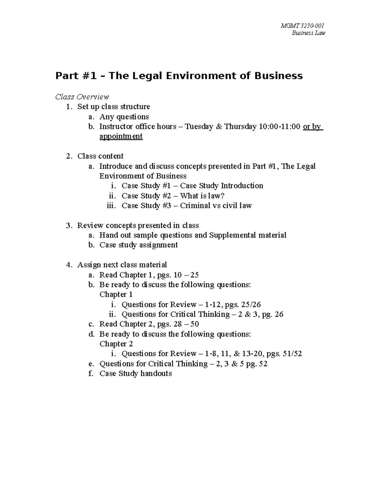 BUS 101 Lecture: Overview of Chapter 1 - The Canadian Legal System ...