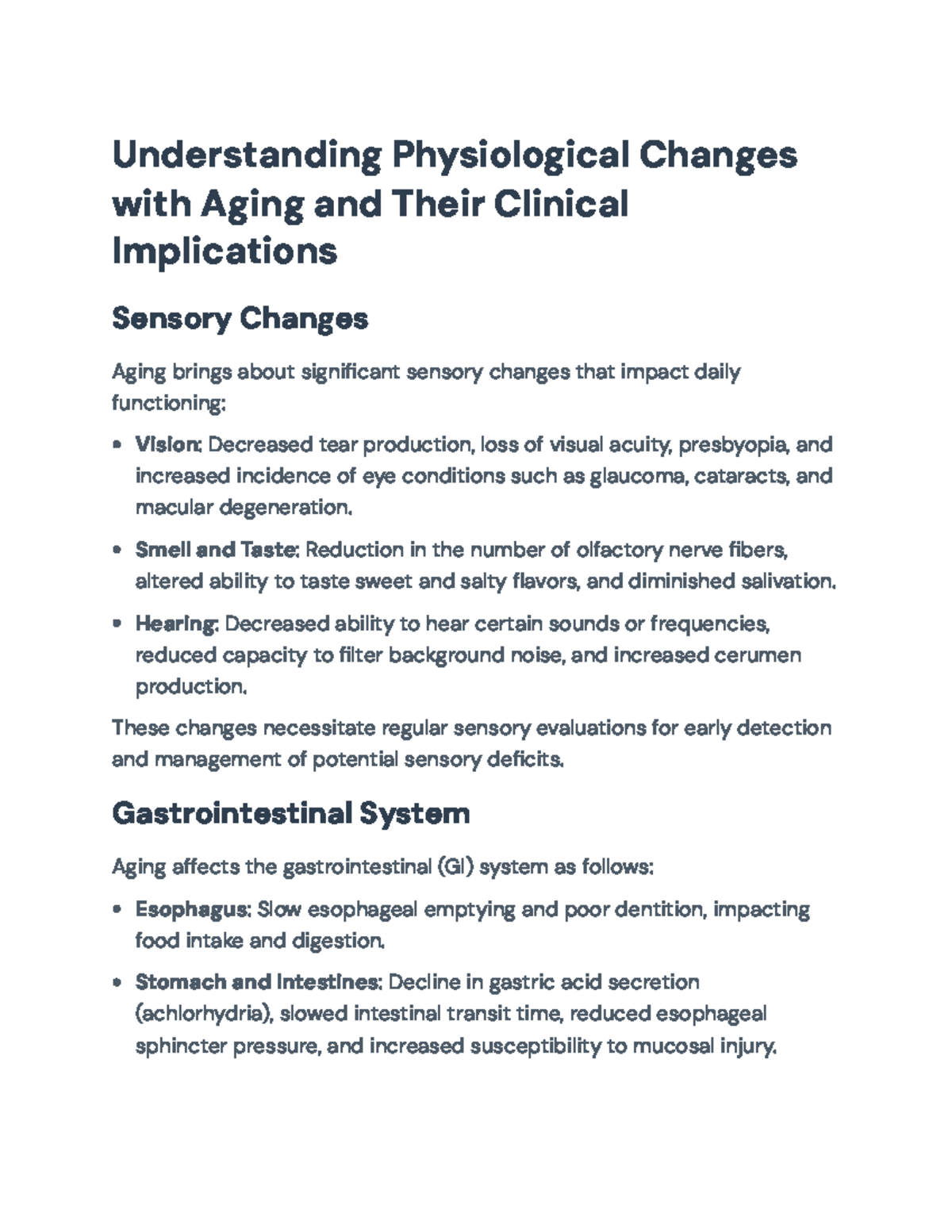 Understanding Physiological Changes with Aging: Clinical Implications ...
