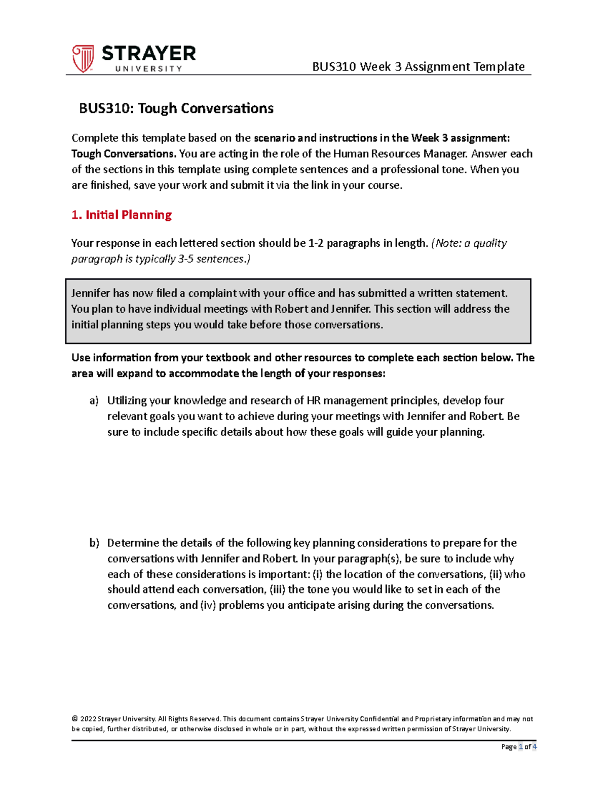 BUS310 Week 3 Tough Conversations Assignment Template - Studocu