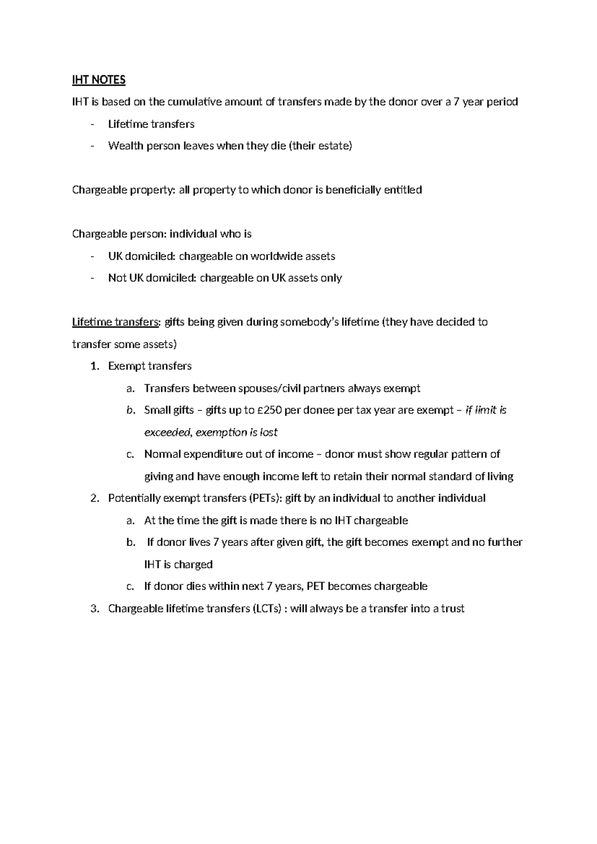 IHT Notes: Understanding Transfers, Exemptions, and Tax Implications ...