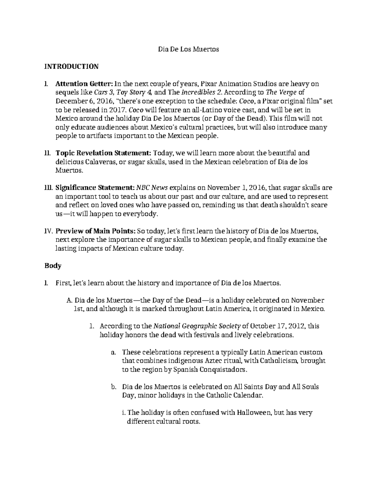 Cultural Artifact Speech Outline: Dia De Los Muertos and Sugar Skulls ...