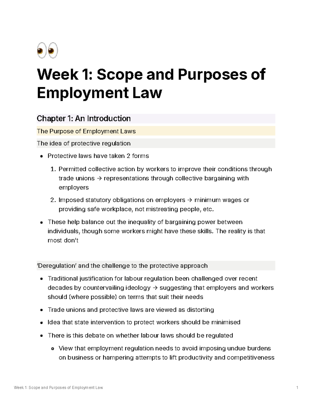 Employment Law (LAW101): Week 1 Overview and Key Concepts - Studocu