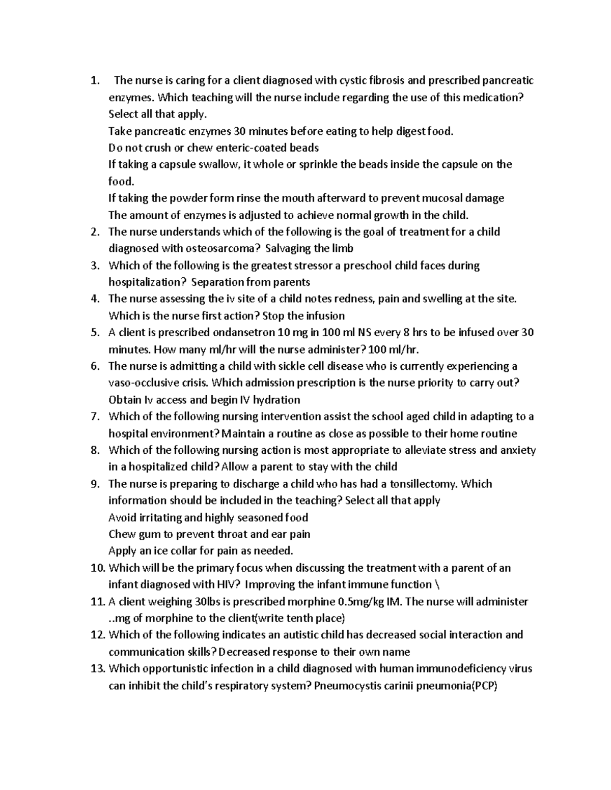 Pediatric Exam 2 Review: Key Concepts & Clinical Skills Guide - Studocu