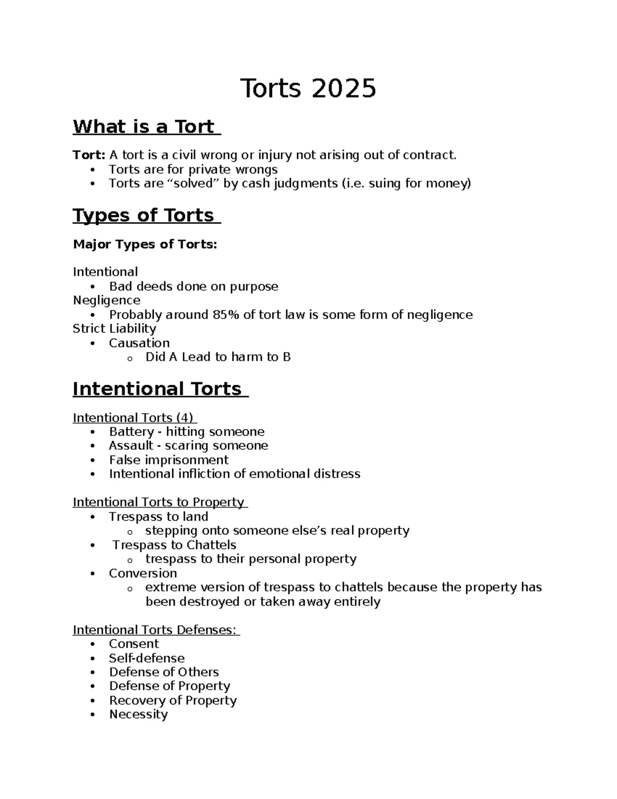 Torts 01 Case Briefs: Brown v. Kendall, Cohen v. Petty & Garratt v ...