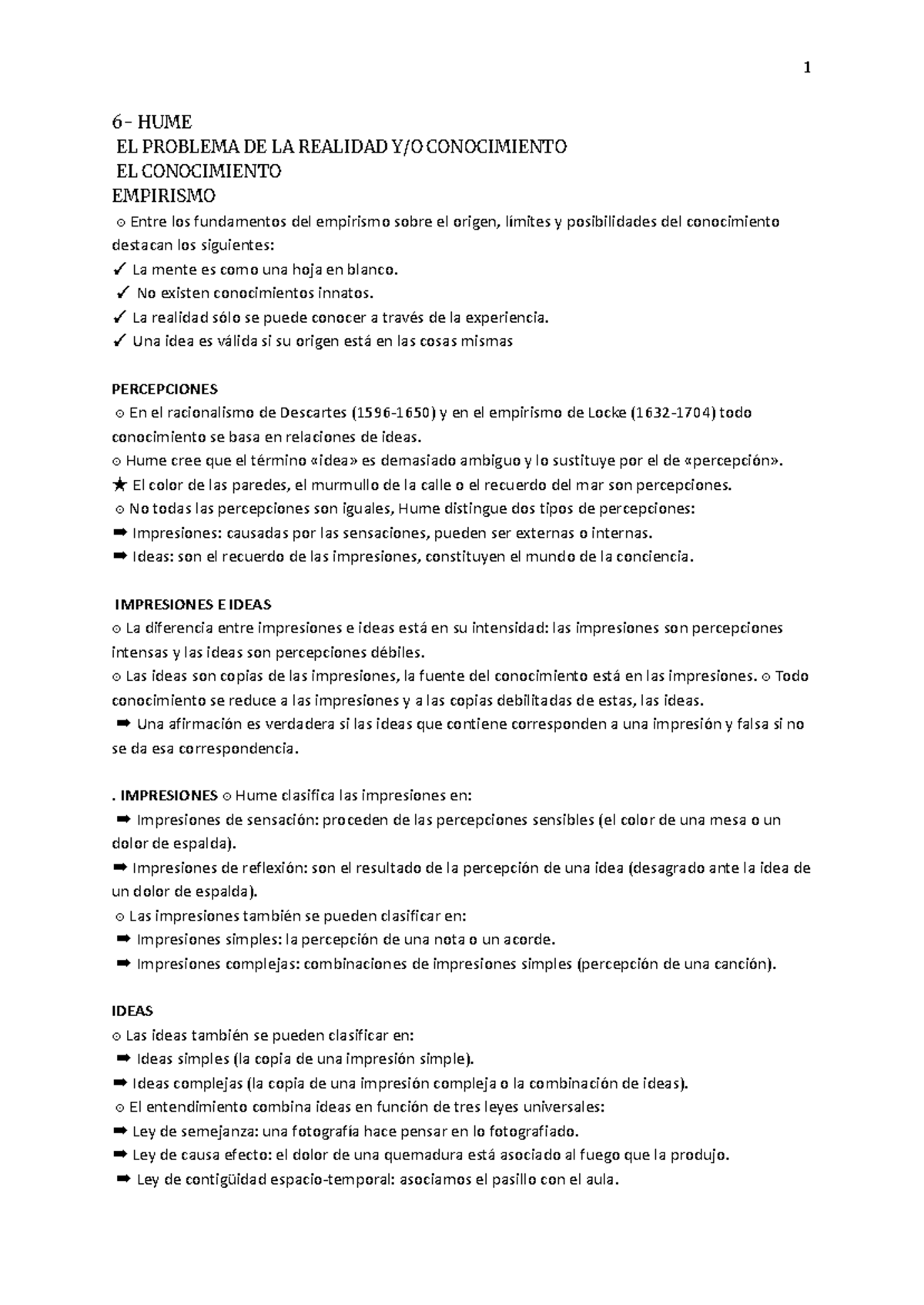 6- HUME - RESUMEN DE DAVID HUME - 6- HUME EL PROBLEMA DE LA REALIDAD Y ...
