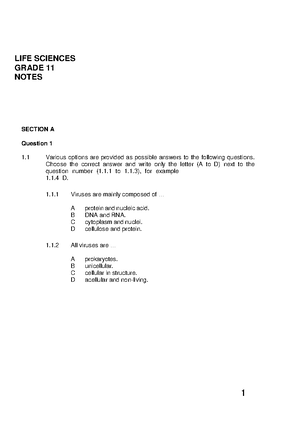 LIFE Sciences Topic TEST GR 11 - LIFE SCIENCES TOPIC TEST: BIODIVERSITY ...