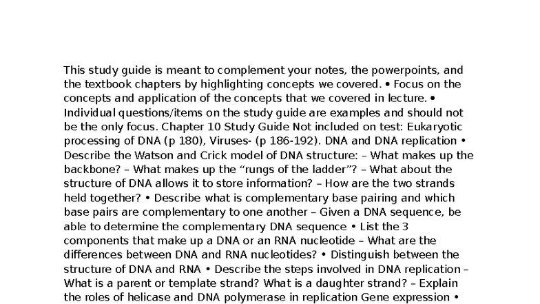 BSC1005 Study Guide: DNA Structure, Replication, and Evolution Concepts ...